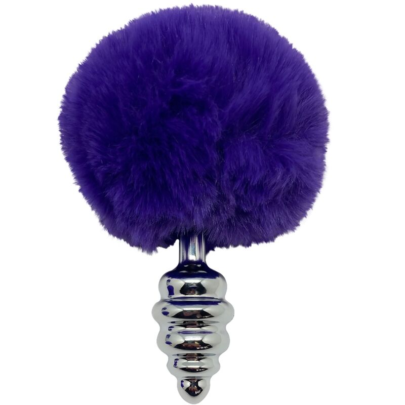 Alive Plug De Prazer Anal Espiral Metal Fluffy Dark Violeta Tamanho M