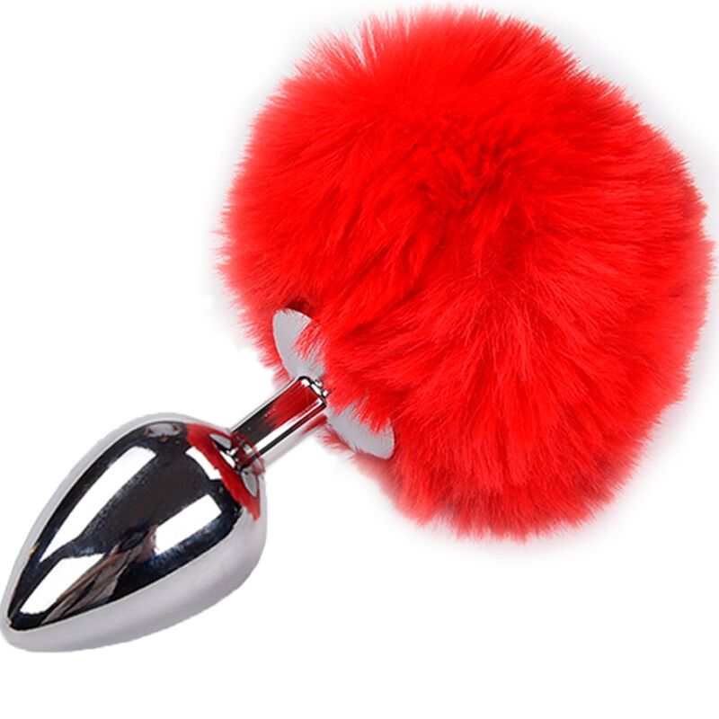 ALIVE PLUG PRAZER ANAL METAL LISO FLUFFY VERMELHO TAMANHO M Potente