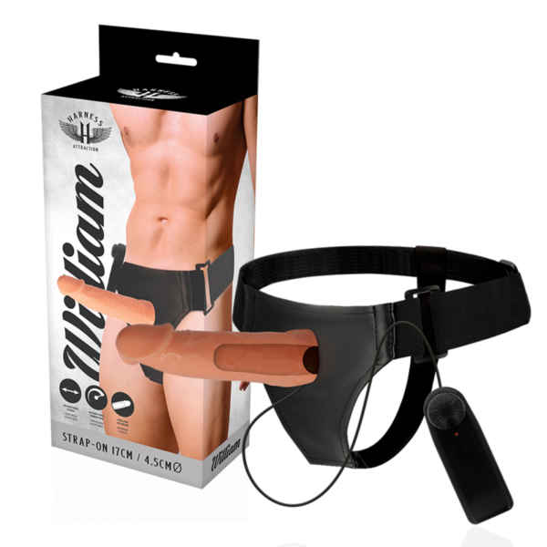 POTENTE - HARNESS ATTRACTION - WILLIAN HOLLOW RNES COM VIBRADOR 17 CM -O- 4.5 CM