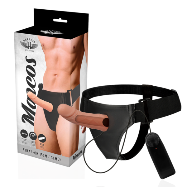 POTENTE - HARNESS ATTRACTION - RNES ESTRUTURAS OCAS COM VIBRADOR 15 CM -O- 5 CM