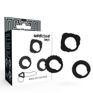 POTENTE - ADDICTED TOYS  SET 3 ANILLOS PENE NEGRO