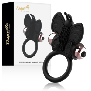 POTENTE - COQUETTE CHIC DESIRE - ANEL BORBOLETA COM VIBRADOR PRETO/ OURO