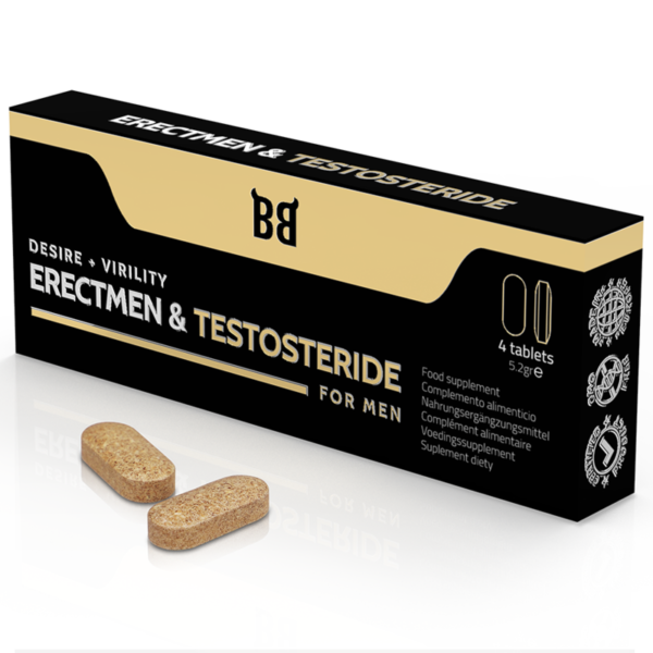 POTENTE - BLACKBULL BY SPARTAN - ERECTMEN & PODER DE TESTOSTERIDA E TESTOSTERONA PARA HOMENS 4 C PSULAS