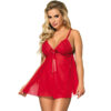 POTENTE - SUBBLIME - BABYDOLL COM ARCO E LAOS FLORAIS VERMELHO S / M