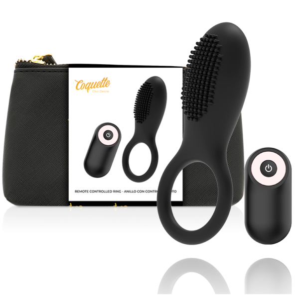 POTENTE - COQUETTE CHIC DESIRE - COCK RING CONTROLE REMOTO RECARREGVEL PRETO/ OURO