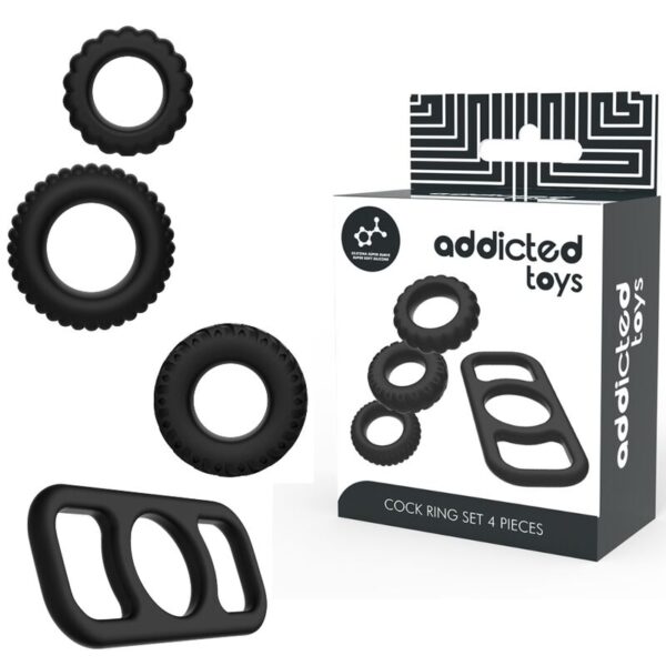 POTENTE - ADDICTED TOYS SET 4 ANILLOS SILICONA PARA EL PENE