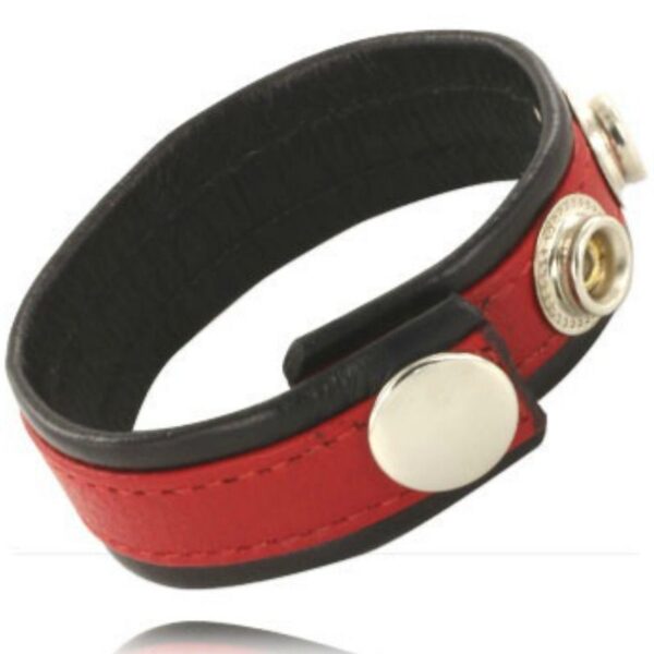POTENTE - LEATHER BODY - GALO E CORREIA DE ESFERA DE COURO COM ARBUSTOS - PRETO E VERMELHO