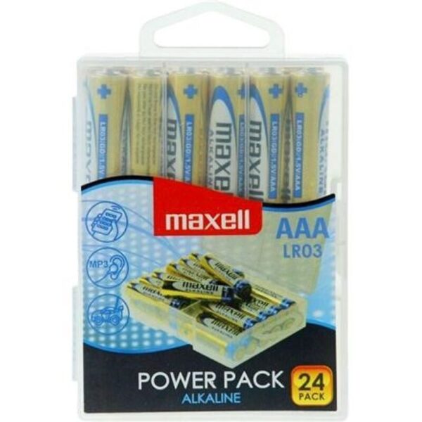 POTENTE - MAXELL - PACOTE DE PILHA ALCALINA AAA LR03 * 24 PILHAS