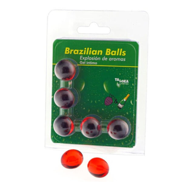 POTENTE - TALOKA - 5 BOLAS BRASILEIRAS MORANGOS E CHAMPANHE GEL ÍNTIMO