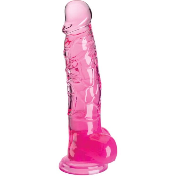 POTENTE - KING COCK - CLEAR PÊNIS REALÍSTICO COM BOLAS 16.5 CM ROSA