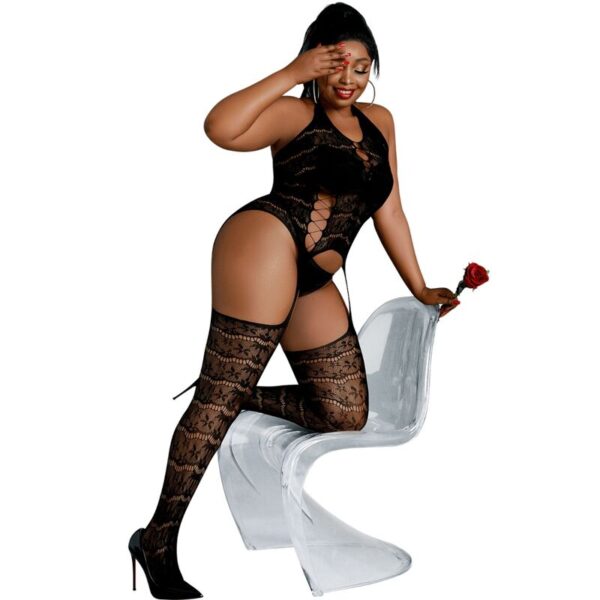 POTENTE - MOONLIGHT - MODELO 2 BODYSTOCK PRETO PLUS SIZE
