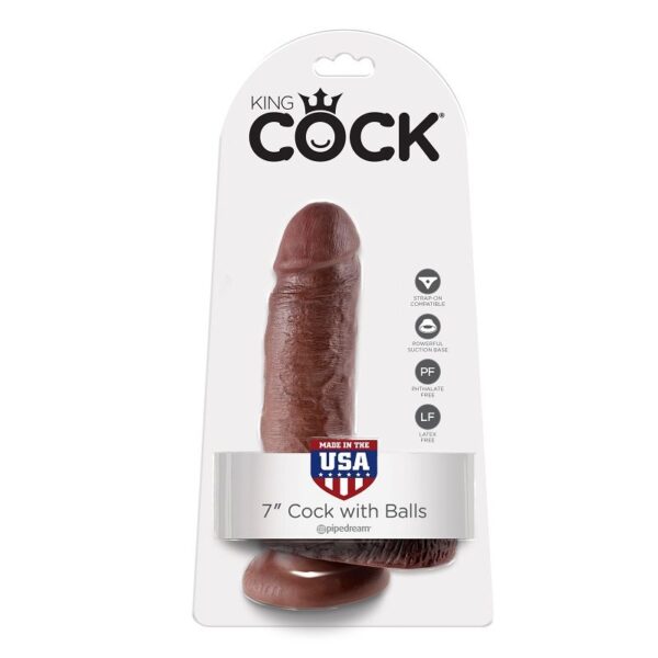 POTENTE - KING COCK - 7 DILDO CASTANHO COM BOLAS 17.8 CM