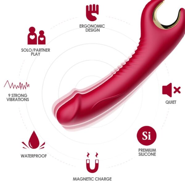 POTENTE - ARMONY - PRINCE DILDO VIBRADOR E ROTATOR VERMELHO