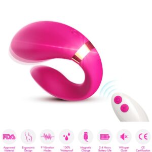 POTENTE - ARMONY - VIBRADOR CRESCENTE PARA CASAIS CONTROLE REMOTO FÚCSIA