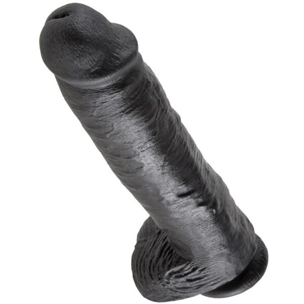 POTENTE - KING COCK - 11 DILDO PRETO COM BOLAS 28 CM