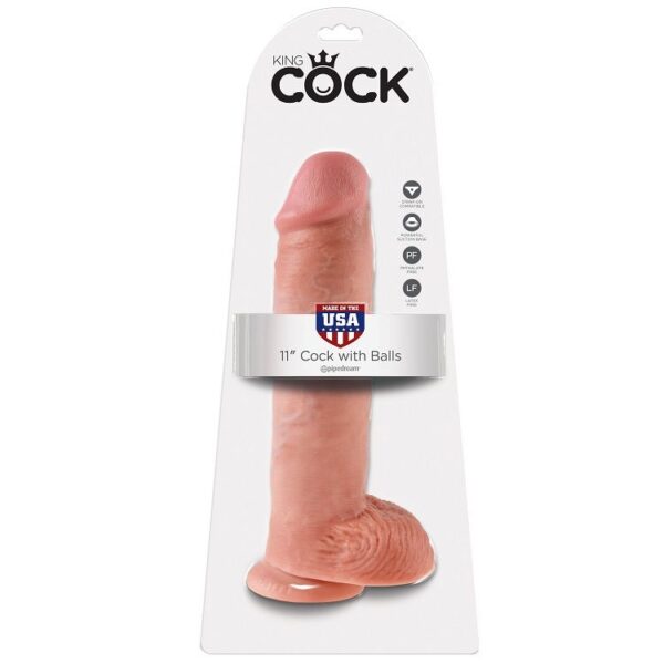 POTENTE - KING COCK - 11 CARNE DE DILDO COM BOLAS 28 CM