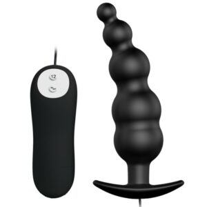 POTENTE - PRETTY LOVE - PLUG ANAL ESTIMULAO EXTRA DE SILICONE E 12 MODOS DE VIBRAO PRETO