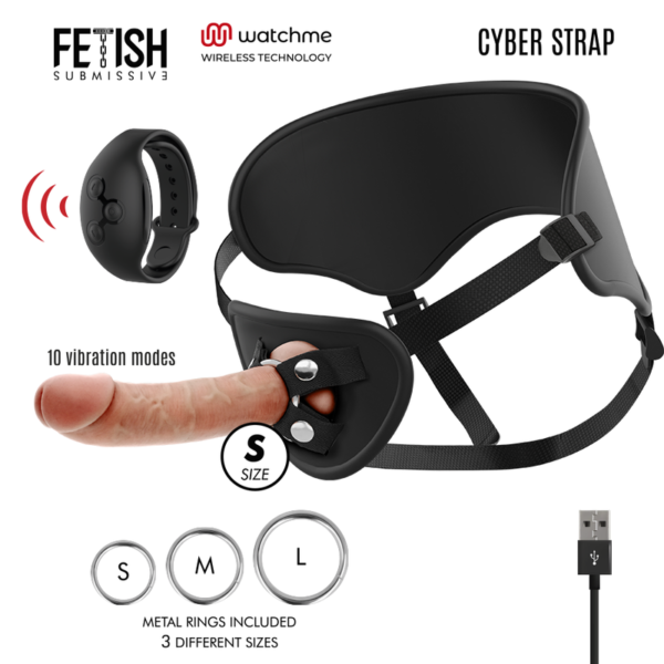 POTENTE - FETISH SUBMISSIVE CYBER STRAP - ARNÊS COM TECNOLOGIA DILDO WATCHME S DE CONTROLE REMOTO