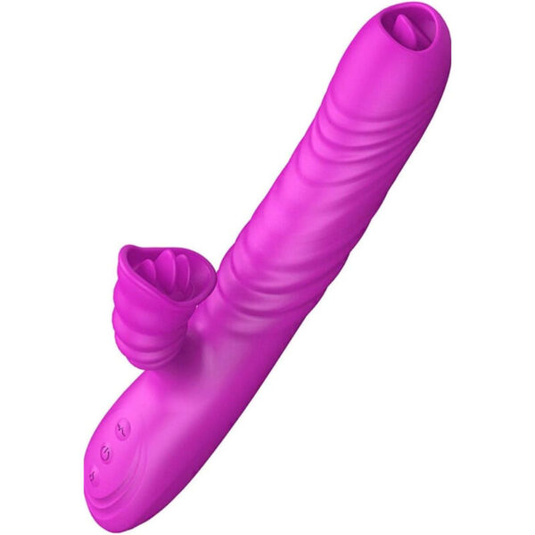 POTENTE - ARMONY - ANGELIA VIBRADOR MULTIFUNO LÍNGUA DUPLA EFEITO DE CALOR VIOLETA