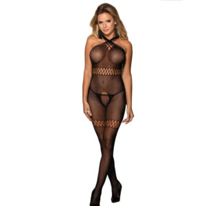 POTENTE - SUBBLIME - 951948 BODYSTOCKING DE REDE COM ALAS DE PESCOO CRUZADAS PRETO TAMANHO ÚNICO