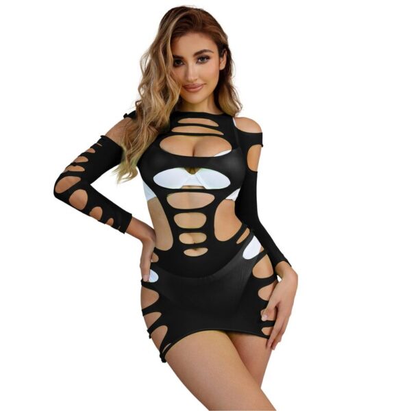 POTENTE - SUBBLIME - 952266 VESTIDO MANGA LONGA COM REDE ELSTICA PRETO TAMANHO ÚNICO