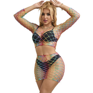 POTENTE - SUBBLIME - 952440 2 PEAS FISHNET CONJUNTO MANGA COMPRIDA ARCO-ÍRIS TAMANHO ÚNICO