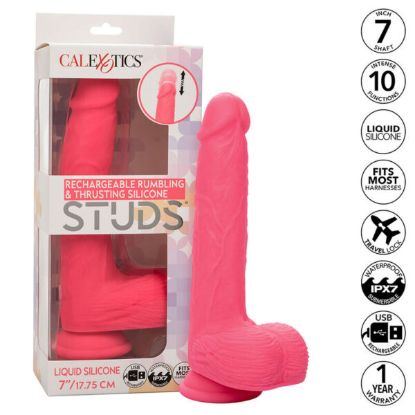 POTENTE - CALEXOTICS - STUDS VIBRADOR REALISTA 10 VIBRAÇÕES ROSA