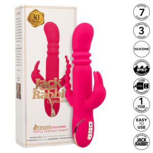 POTENTE - CALEXOTICS - JACK FANTASY VIBRADOR TRIPLO AQUECIDO COELHO ROSA