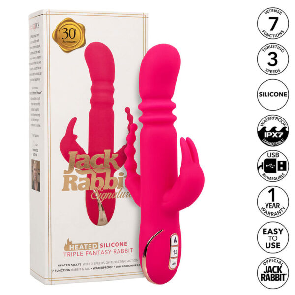 POTENTE - CALEXOTICS - JACK FANTASY VIBRADOR TRIPLO AQUECIDO COELHO ROSA
