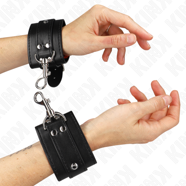 POTENTE - KINK - PROTEÇÕES DE PULSO DE MASMORRA COM BLOQUEIO PRETO AJUSTÁVEIS 21-28 CM X 5