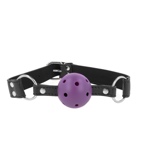 POTENTE - KINK - BOLA RESPIRÁVEL 4 CM MORDAÇA COM REBITE DUPLO ROXO 62