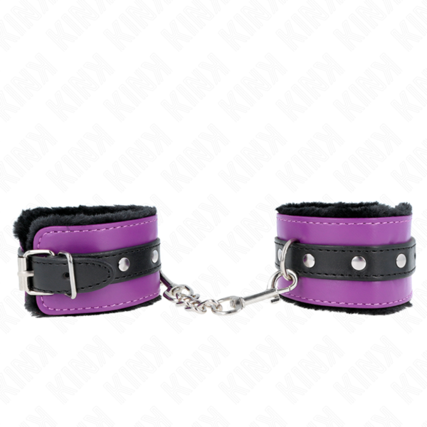 POTENTE - KINK - PULSO PREMIUM FORRO DE PELE PRETO COM CINTO ROXO / PRETO AJUSTÁVEL 17-29 CM X 6 CM