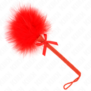 POTENTE - KINK - VARINHA DE CORDA DE NYLON COM PENAS DE CÓCEGAS E LAÇO VERMELHO 25 CM