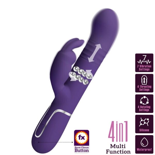 POTENTE - PRETTY LOVE - COALE VIBRADOR  COELHO 4 EM 1 ROXO