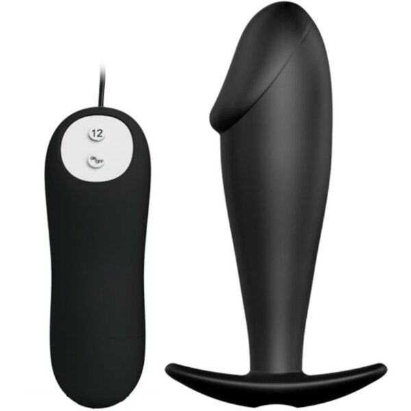 POTENTE - PRETTY LOVE - SILICONE ANAL PLUG FORMA DE PÊNIS E 12 MODOS DE VIBRAO PRETO