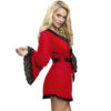 SUBBLIME - ROBE EM TECIDO TRANSPARENTE COM DETALHE DE RENDA VERMELHO S/M - Image 2