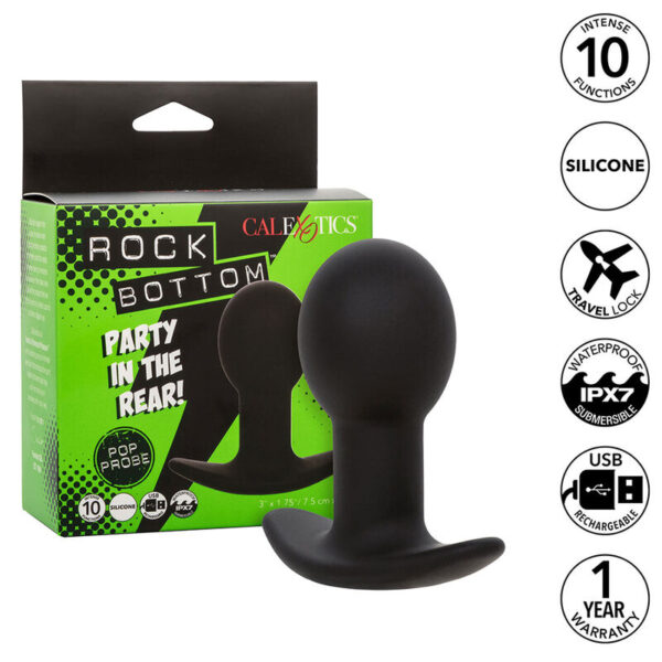 POTENTE - CALEXOTICS - ROCK BOTTOM PLUG ANAL 10 VIBRAÇÕES SILICONE PRETO