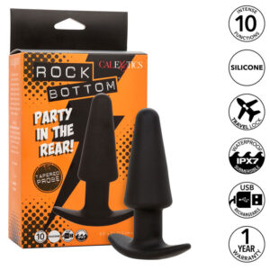 POTENTE - CALEXOTICS - ROCK BOTTOM PLUG ANAL CÔNICO 10 VIBRAÇÕES SILICONE PRETO