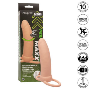 POTENTE - CALEXOTICS - MAXX THICK DUAL PENETRATOR 10 VIBRAÇÕES CARNE