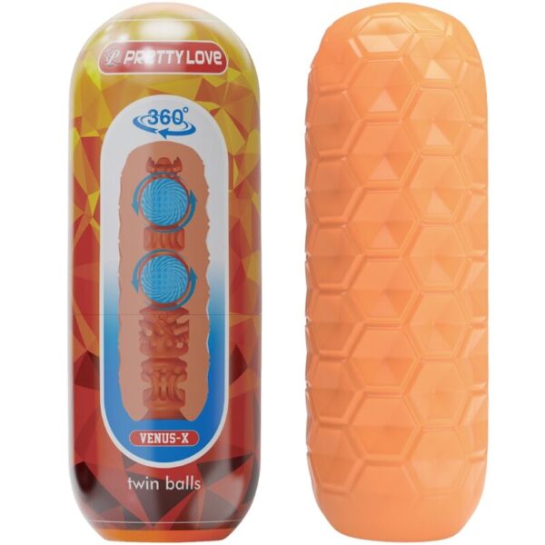 POTENTE - PRETTY LOVE - TWIN BALLS MASTURBADOR MASCULINO LARANJA