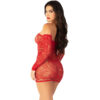 LEG AVENUE - MINI VESTIDO DE MALHA MANGA COMPRIDA OMBRO A OMBRO VERMELHO - Image 2