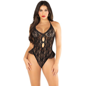 POTENTE - LEG AVENUE - BODY COM LAÇO E BABADOS PRETO TAMANHO ÚNICO