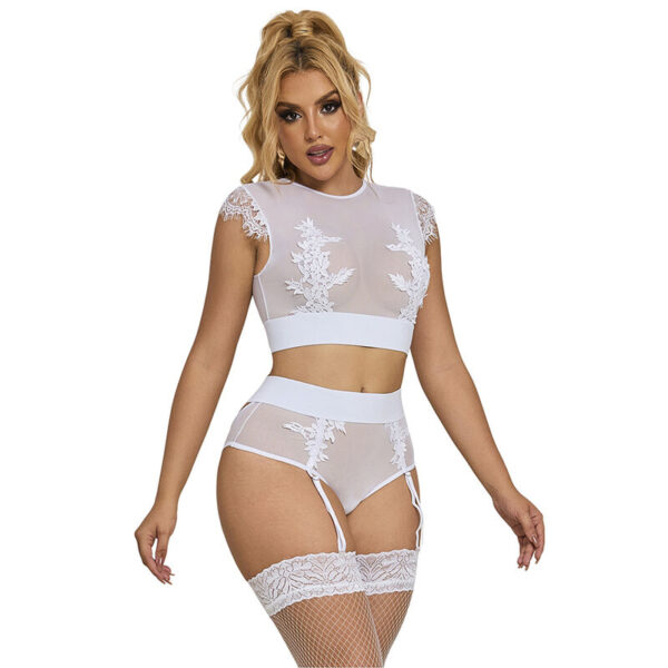 POTENTE - SUBBLIME - 954031 SUTIÃ + CALCINHA COM CINTO-LIGA BRANCO S/M