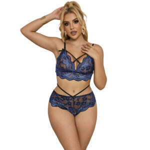 POTENTE - SUBBLIME - 954079 SUTIÃ + CALCINHA RENDA AZUL L/XL