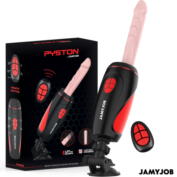 POTENTE - JAMYJOB - MASTURBADOR AUTOMÁTICO BASE PYSTON COM DILDO DE CONTROLE REMOTO