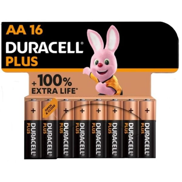 POTENTE - DURACELL - PLUS POWER 100 BATERIA ALCALINA AA LR6 16 UNIDADE