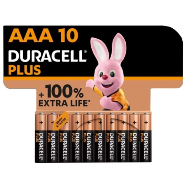 POTENTE - DURACELL - PLUS POWER 100 BATERIA ALCALINA AAA LR03 10 UNIDADE