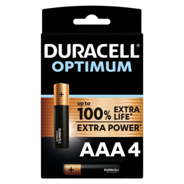 POTENTE - DURACELL - BATERIA ALCALINA OPTIMUM 200 AAA LR03 4 UNIDADE