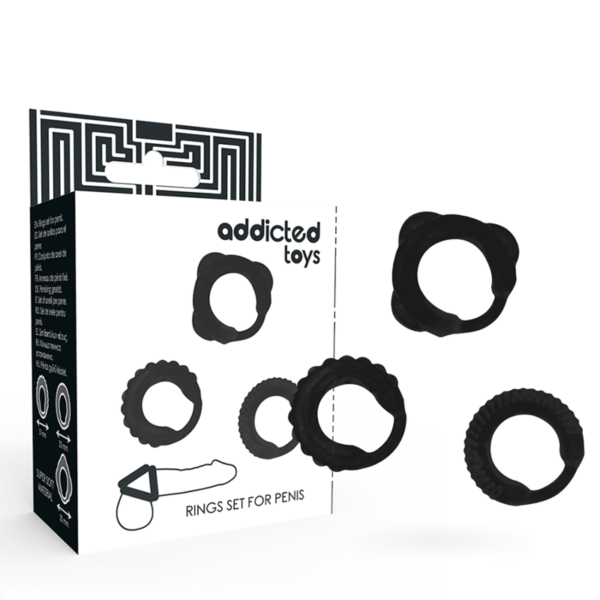 POTENTE - ADDICTED TOYS - CONJUNTO DE ANEL C - PRETO