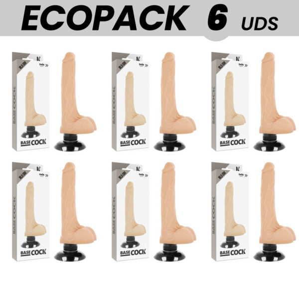 POTENTE - ECOPACK 6 UNIT - BASECOCK VIBRADOR REALÍSTICO 2-1 NATURAL 18.5 CM -O- 4 CM